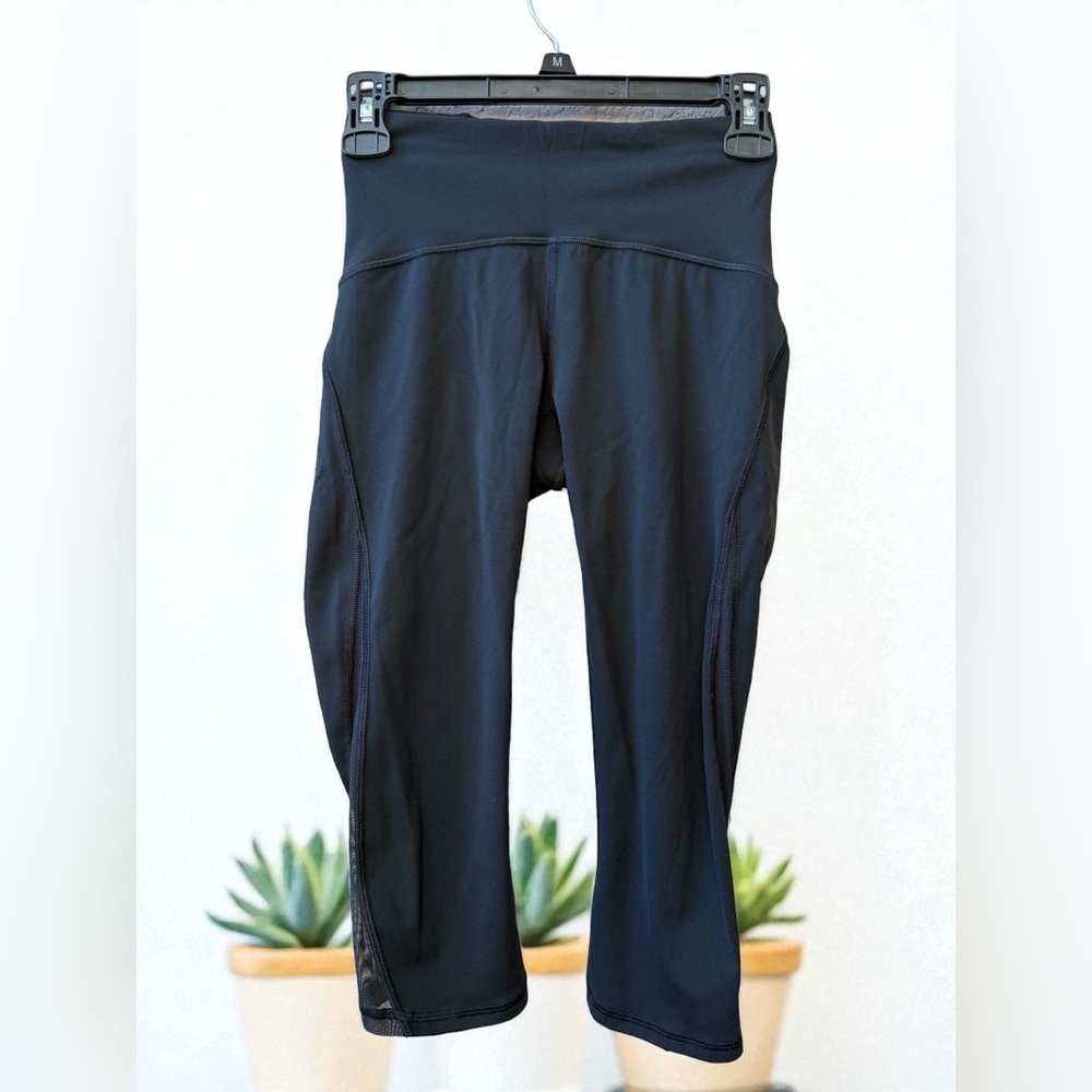 Lululemon Train Times Crop (17") Black Luxtreme Mesh Size 4